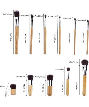 Voko 11-Piece Makeup Brush Set | Natural Bamboo & Soft Synthetic Brushes | Includes Concealers Lip & Eyeshadow Brushes | Travel Bag Included - Buy Online on GoSupps.com