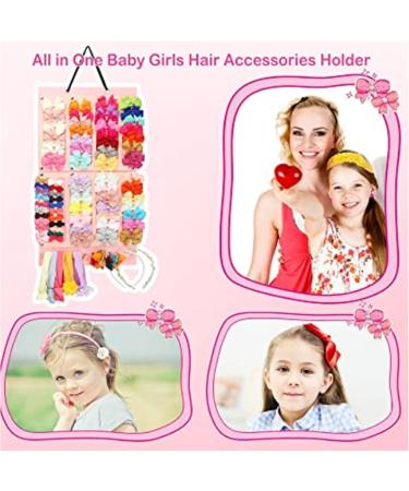 Hair Bow Holder Large Capacity Pink Frequently Used Deformation Prevention Easy Storage Easy to Fold Hair Clips Holder Felt Material for Door (2 Tier) - Buy Online on GoSupps.com