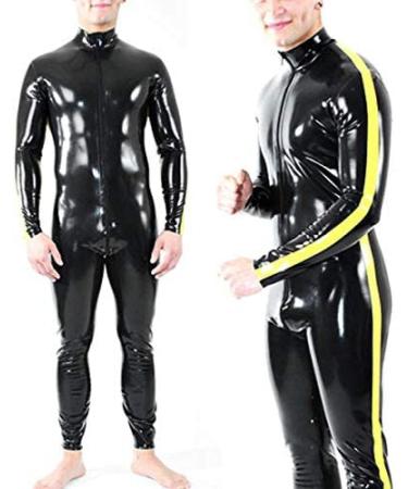 Men's 0.6mm Rubber Latex Catsuit with Side Front Zipper Clear XX-Small Clear XXS
