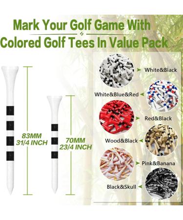 FINGER TEN Golf Tees Wooden Bamboo 3 1/4 & 2 3/4 Inch Durable Biodegradable Colored Tee Pack - 120 Count - White & Black - Buy Online on GoSupps.com