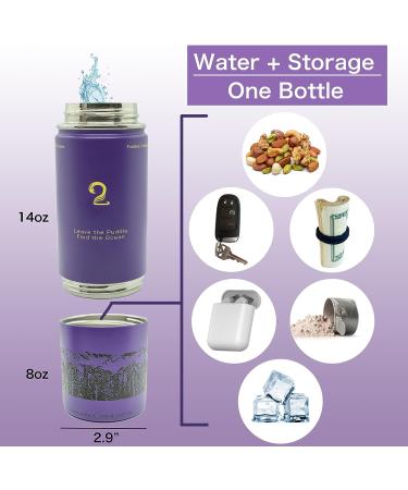 Puddles 2 Oceans Stainless Steel Water Bottle with Snack Compartment - Purple | Insulated Coldest Water Bottle for Kids - Buy Online on GoSupps.com