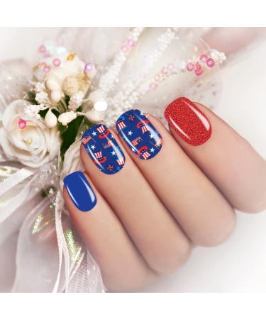 JERCLITY 4th of July Nail Wraps - Patriotic American Flag Nail Strips with Nail File - Buy Online on GoSupps.com