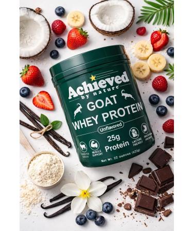 Nature's Diet Achieved Unflavored Instantized Goat Whey Protein Powder from Grass Fed Pasture Raised Goats On Wisconsin Family Farms - 25g Protein per Serving | 20 Servings - Buy Online on GoSupps.com