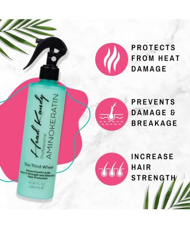 Head Kandy Heat Protectant Hair Spray | The Third Wheel | 13.5 Oz | Thermal Protection Spray with Amino Keratin | Prevent Damage & Breakage | Ideal for Flat Iron, Hair Straightener, Hair Dryer, Curling Irons | 13.5 Fl Oz - Buy Online on GoSupps.com