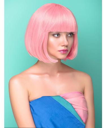 PLANTURECO Pink Wig and Party Sunglasses Pink Wigs for Women Pink Wig with Bangs Light Pink Wig Pink Bob Wig Pink Cosplay Wigs and Party Wigs - Bachelorette Party Wigs Decorations Favors - Buy Online on GoSupps.com