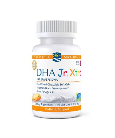 Nordic Naturals Pro DHA Jr. Xtra, Berry Punch - 90 Mini Chewable Soft Gels - 636 mg Total Omega-3s with EPA & DHA - Brain, Nervous System & Visual Development - Non-GMO - 30 Servings