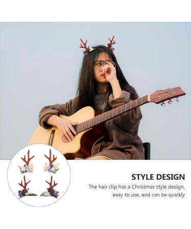2 Pairs Antler Flower Hair Clip Elk Hairpins Clip Reindeer Horn Hair Pins Decorative Hair Clips for Women Christmas Stockings Photography Props Alligator Clip Plastic Child Girl - Buy Online on GoSupps.com
