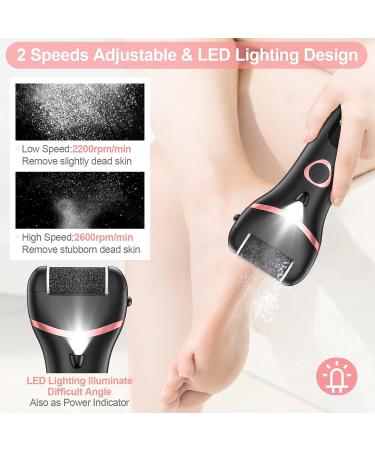 Waterproof Electric Callus Remover for Feet - Rechargeable Pedicure Kit with 3 Roller Heads, 2 Speeds, LED Display - Foot File for Hard, Cracked, Dry, Dead Skin - Buy Online on GoSupps.com