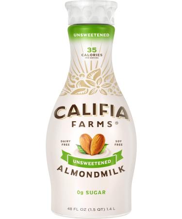 Califia Farms - Unsweetened Almond Milk, 48 Oz, Dairy Free, Vegan, Plant Based, Keto, Vegan, Gluten Free, Non GMO, Sugar Free, High Calcium, Smoothie