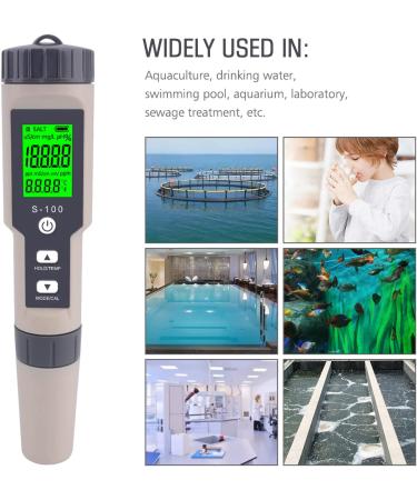 Yewhick Digital Salinity Tester - 4 in 1 Salt/EC/TDS/Temp Meter for Saltwater Pool, Aquarium, Koi Fish Pond - Waterproof & High Accuracy with ATC - Buy Online on GoSupps.com