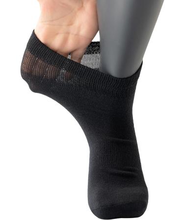 Yomandamor Men's Diabetic Socks 5-Pair Pack - Coolmax Ankle Socks with Arch Support, Size 10-13, Black - Buy Online on GoSupps.com