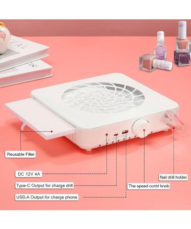 Nail Dust Collector with Reusable Filter - Powerful Nail Vacuum Fan for Home & Salon - Low Noise (White) - Buy Online on GoSupps.com