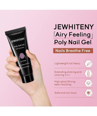 JEWHITENY Poly Extension Gel Nail Kit - 14 PCS with Mini Lamp & Slip Solution, Beginner Nail Art Design Set - Buy Online on GoSupps.com