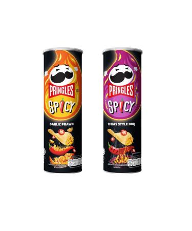 Potato Chips Pringles Spicy: Texas Style BBQ Flavour & Garlic Prawn Flavour (97g each x 2 Cans)