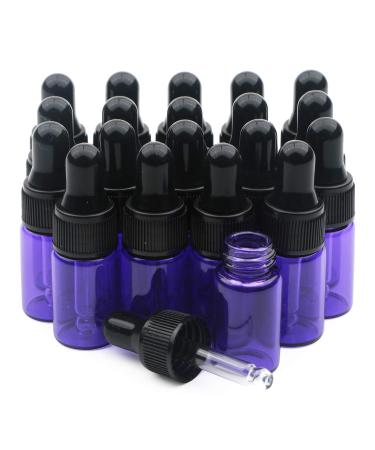 Unxuey 20pcs 3ml Purple Glass Essential Oil Dropper Bottles with Pipettes Dropper Refillable Empty Vials with Black Screw Cap Perfume Mini Portable Fragrance Cosmetic Bottles