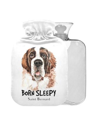 St. Bernard Hot Water Bottle with Cover 1L Small Hot Water Bag for Pain Relief Cramps BPA Free
