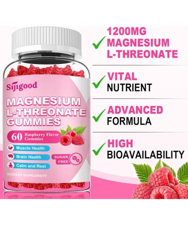 2 Pack Magnesium L-Threonate Gummies 1200MG, Magnesium Threonate Supplement for Kids & Adults, Support Cognitive Function, Brain & Nerves Health, Relaxation, Zzz, Raspberry Flavor, 120 Count 60 Count (Pack of 2) - Buy Online on GoSupps.com