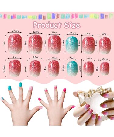 Kalolary Children s Press-On Nails - Gradient Color Fake Nails Set with Glue for Girls - 4 Boxes Short Faux Nail Tips - Buy Online on GoSupps.com