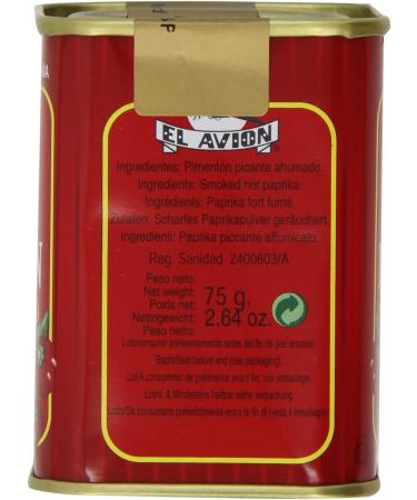 El Avion Smoked Hot Paprika 75g - Pimenton Picante Ahumado - Red Pack of 1 - Buy Online on GoSupps.com