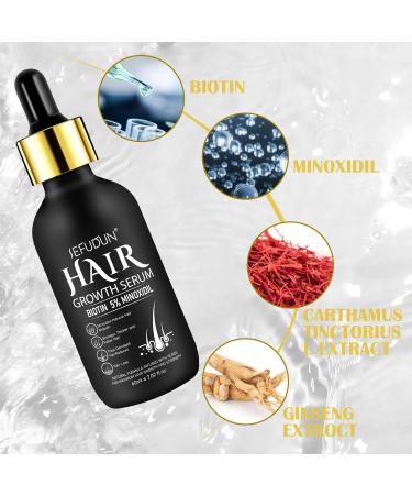 Minoxidil Hair Growth Serum for Men & Women - 5% Minoxidil with Biotin for Thinning Hair - Promotes Thicker Longer Fuller Hair - 2.02 oz - Buy Online on GoSupps.com