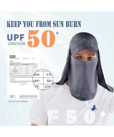 ELLEWIN Fishing Hat Sun Cap UPF 50+ with Removable Mesh Face Neck Flap Cover - Grey - Buy Online on GoSupps.com