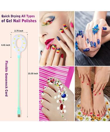 XttnBM 16W USB UV LED Nail Lamp Mini Dryer for Gel Nails | 8 UV/LED Beads, Flexible Gooseneck, 60s Curing Time | Portable Nail Polish UV LED Light for Travel and Home Nail Art - Buy Online on GoSupps.com