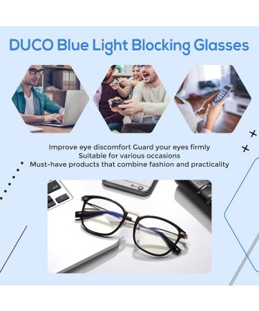 DUCO Blue Light Blocking Glasses for Men | Oversized Retro Square Eyeglasses 5223 Black | Protect Your Eyes from Strain - Buy Online on GoSupps.com