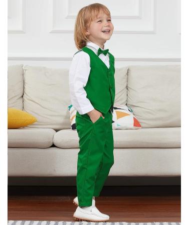 Mint Green Baby Boys Gentleman Suit Set | Shirt with Bowtie, Waistcoat & Pants | Size 2-3 Years - Buy Online on GoSupps.com
