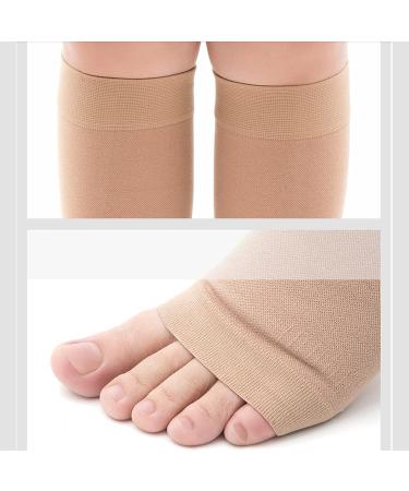 Medical Grade Compression Stockings 20-30 mmHg | Unisex Open Toe Knee-High | Firm Support for Varicose Veins | Flesh & Black XL - Buy Online on GoSupps.com