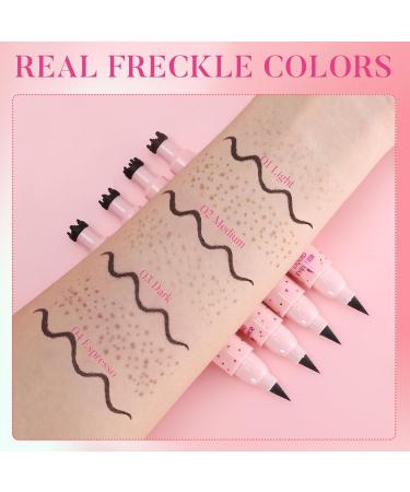  Prreal Freckle 2 in 1 Eyeliner Pen Freckle Stamp and Black Liquid Eyeliner Waterproof Natural Lifelike Freckles Makeup Soft Sopt Pen Magic False Freckles 01 Light Brown + 03 Dark Brown - Buy Online on GoSupps.com