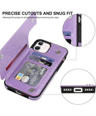 Bizzib for iPhone 11 Case Leather Wallet with Card Holder Flip Cover Kickstand Card Slots Double Magnetic Clasp Shockproof Heavy Duty Protective Case for iPhone 11-Floral Purple Flower Purple - Buy Online on GoSupps.com