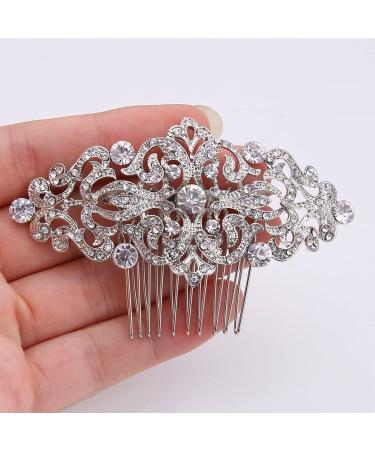 EVER FAITH Crystal Clear Silver-Tone Bridal Hairpiece Side Comb - Art Deco Wave Wedding Hair Accessory for Bride - Buy Online on GoSupps.com