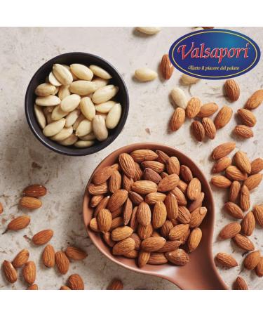  HOME LINE Valsapori - RAW ALMONDS Scalded and peeled - 100g envelope - Origin: Sicily | Raw Italian almond unroasted - Whole peeled almond Dried fruit snack Rich in fiber and vitamins - Buy Online on GoSupps.com
