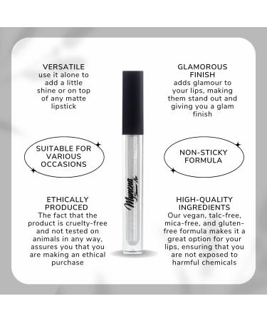 Mynena Clear Lip Gloss with Silver Glitter and Jojoba Oil - Moisturizing and Cruelty-Free | Vegan Formula - Talc-Free, Mica-Free, Gluten-Free, Paraben-Free | Snow - Buy Online on GoSupps.com
