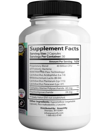 GREENVIFY DentalPrime MAX Probiotic Supplement 40 Billion CFU MAKTREK Bi-Pass Technology 60 Capsules 30-Day Supply (5) - Buy Online on GoSupps.com