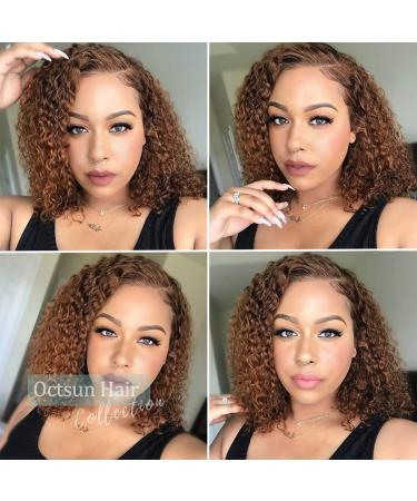 12 Brown Curly Bob Human Hair Lace Front Wig | Chocolate Brown Glueless Deep Wave Wig for Black Women | Pre Plucked 13x4 Transparent Lace Frontal Wig | 180% Density - Buy Online on GoSupps.com