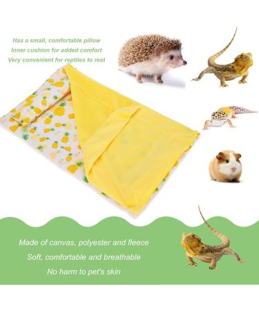 Bearded Dragon Bed Comfortable Removable Reptile Sleeping Bag with Small Pillow for Geckos (Pineapple + Yellow Quilt) - Buy Online on GoSupps.com