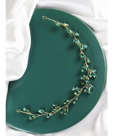 Green Rhinestone Headband - Bohemian Tiaras for Women & Girls | Goddess Costume Hair Accessories for Wedding, Christmas, Prom - Bridesmaid Gift - Buy Online on GoSupps.com