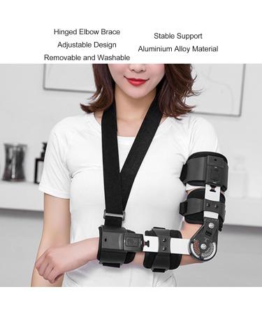 Hinged ROM Elbow Brace with Strap Sling - Adjustable Aluminium Post OP Stabilizer for Arm Injury Recovery (Left Hand) - Support for Men & Women - Buy Online on GoSupps.com