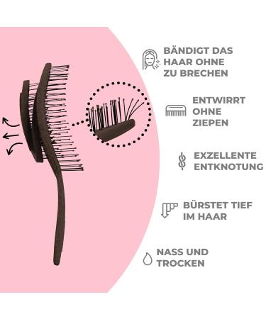 Ninabella Bio Hairbrush - Detangler for Women Men & Kids | Perfect for Curls & Long Hair | Professional Spiral Spring Brush in Chocolate Brown - Buy Online on GoSupps.com