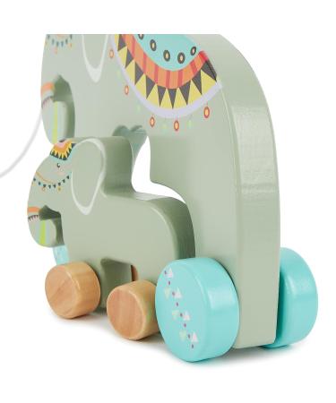 Bieco Elephant Wooden Pull Toy Set | Tracing & Track Toys for 1+ Year Olds | Sweet Wooden Baby Elephant Toys - Buy Online on GoSupps.com