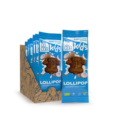 CO COA Organic Sugar Free Chocolate Lollipop BOX 10 X 15g, Sugar Free Coconut Candy, Prebiotic Inulin, Vegan and Lactose Free, Suitable for KETO Diets, GMO and Palm Oil Free