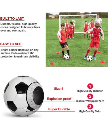 Set of 2 Portable Soccer Goals for Kids | Indoor Pop Up 4'x3' Toddler Soccer Nets with Training Equipment & Cones - Red - Buy Online on GoSupps.com