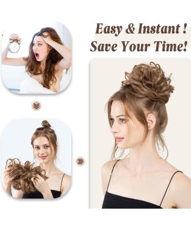 2PCS Light Auburn Messy Hair Bun Extensions - Curly Wavy Updo Scrunchies for Women - Synthetic Chignons - 30 - Buy Online on GoSupps.com