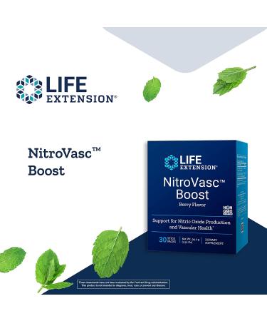 Life Extension NitroVasc Boost - Berry Flavor, 30 Stick Packs | Enhances Blood Flow & Energy - Buy Online on GoSupps.com