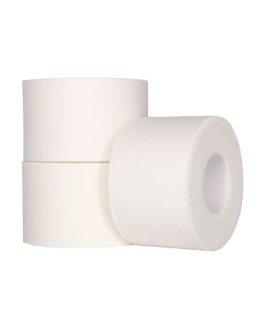 White Athletic Tape (3 Pack) - Latex Free - Hypoallergenic - Easy Tear Breathable Cotton Sports Tape (White)