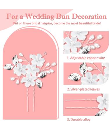 Bridal Hair Accessories Wedding Hair Accessories For Women Bridal Hair Pins Bridesmaid Hair Accessories Flower Bridal Hair Clips U-Shaped Wedding Hair Clips For Women Girls(Silver) - Buy Online on GoSupps.com