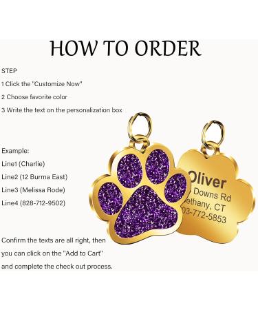 Nibana Personalized Dog Tags Glitter Paw Print Custom Pet ID Tags Engraved Cat Name Tags for Small Medium Large Dogs Cats up to 4 Lines of Custom Text Easy to Readg(Green) - Buy Online on GoSupps.com