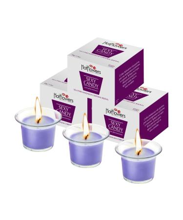HOT Flowers Kissable Massage Candle Wax Play - Candy Candle with Low Heat Temp Skin Safe Moisturize Set of Three 1.4 oz Each (Wine)