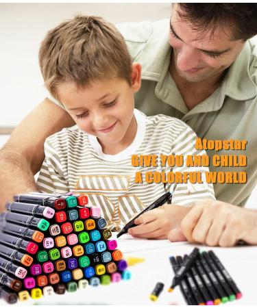 ATOPSTAR 80 Colors Alcohol Markers - Dual Tip Artist Drawing Markers for Kids and Adults - Perfect for Coloring and Painting - Black Shell (80 Count) - Buy Online on GoSupps.com